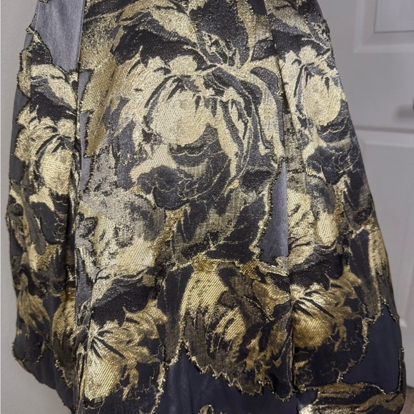 Theia Pewter & Gold Floral Jacquard Party Dress Size 2.   #84 - Picture 10 of 12